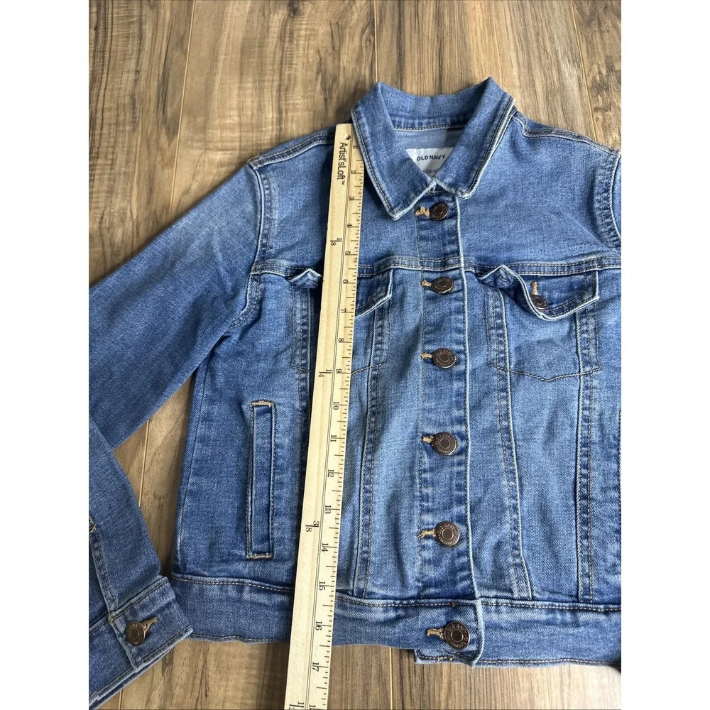 Old Navy Girls Med Wash Denim Button Up Blue Jean Jacket, Size L‎ (10-12)